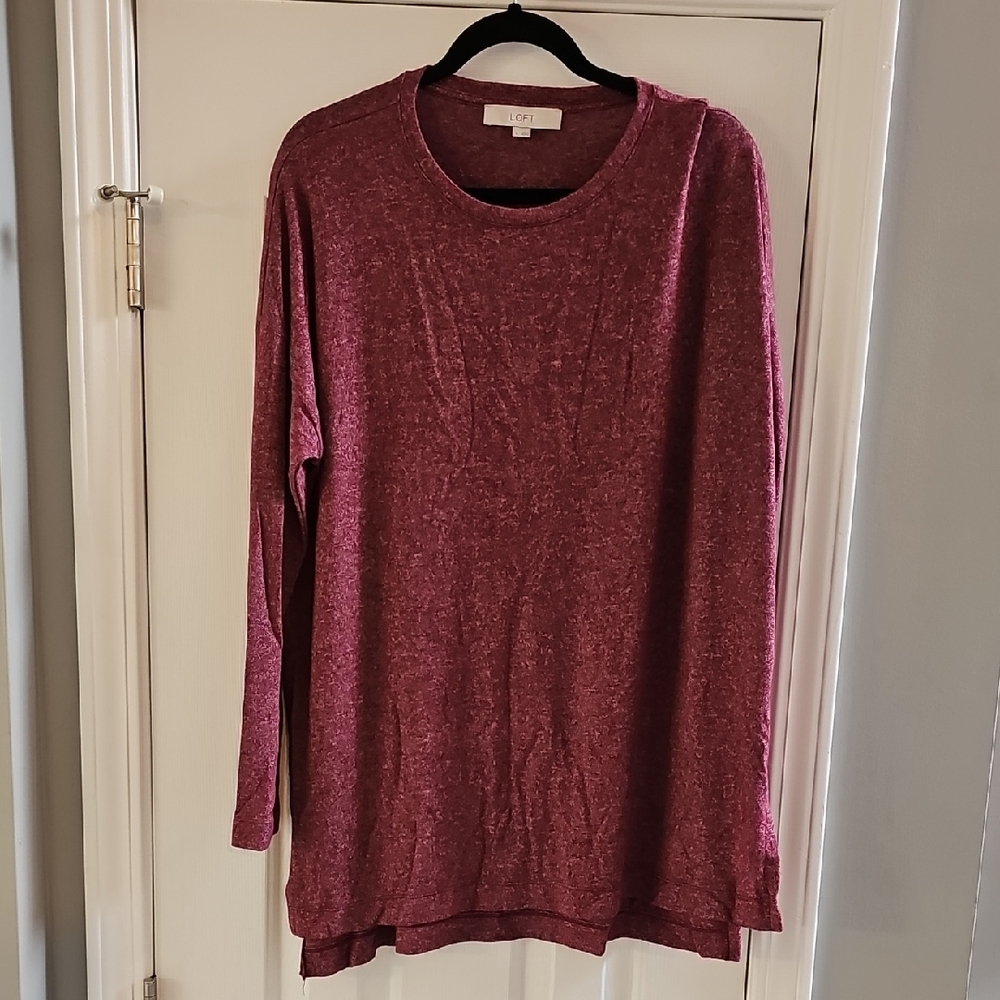 LOFT Red Long Sleeve Relaxed Hoodie